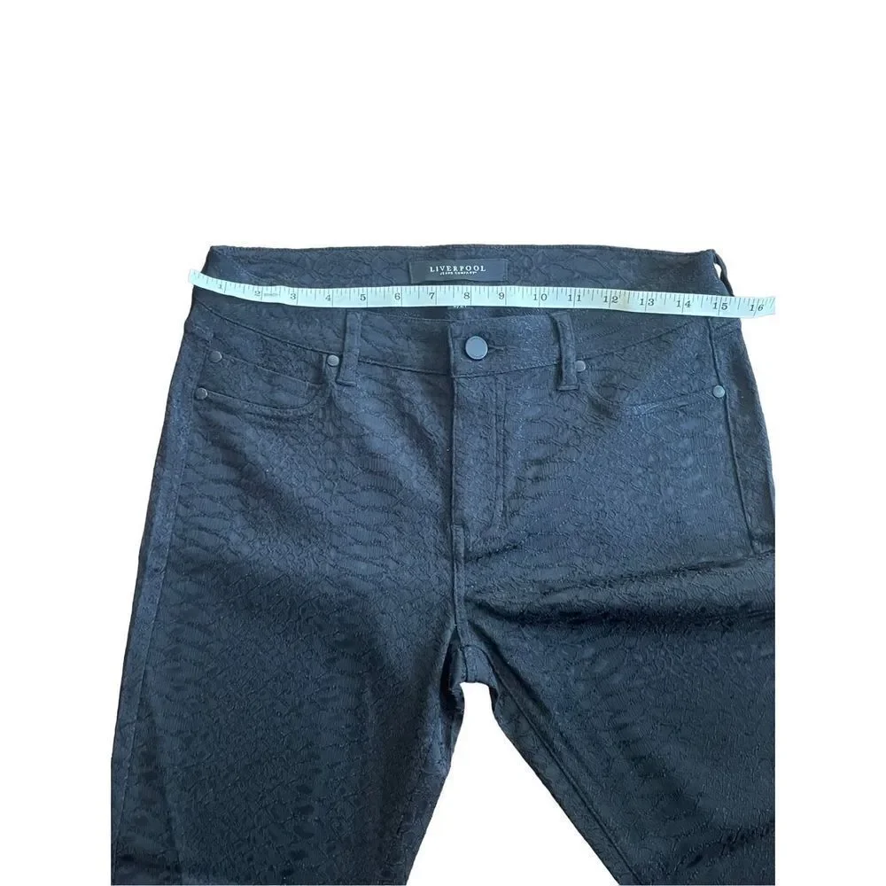 Liverpool Jean Company black jacquard pants with geometric textured patterns all